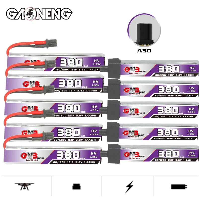 Drone Battery Plate - GNB 1S 3.8V 380mAh 60C Lipo
